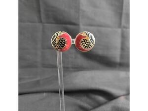 Laurel Burch Mynah Bird Earrings Red Enamel Gold Tone Vintage Signed Clip On